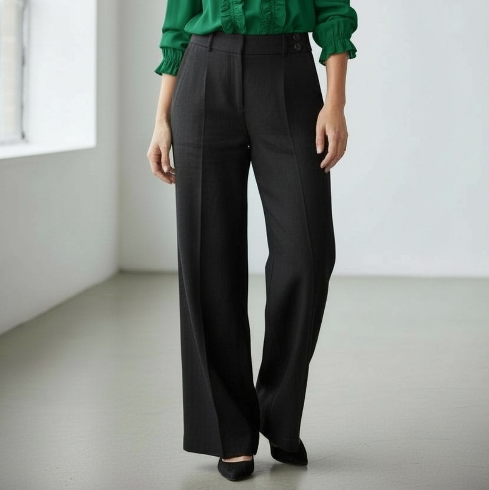 Hobbs Linen Lined Chic Black Wide-Leg Trousers